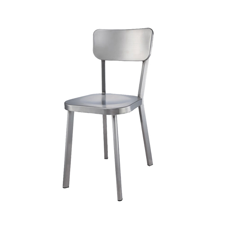 Silver Industrial Dining Chairs Stainless Steel Armless Dining Side Chair