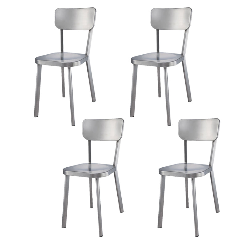 Silver Industrial Dining Chairs Stainless Steel Armless Dining Side Chair