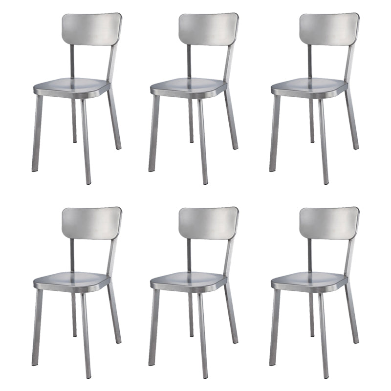 Silver Industrial Dining Chairs Stainless Steel Armless Dining Side Chair