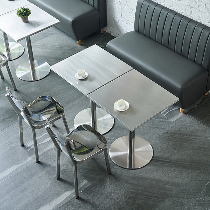 Silver Industrial Dining Chairs Stainless Steel Armless Dining Side Chair