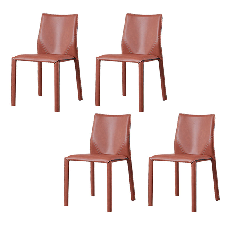 Modern Low Back Dining Chairs Faux Leather Armless Side Chair