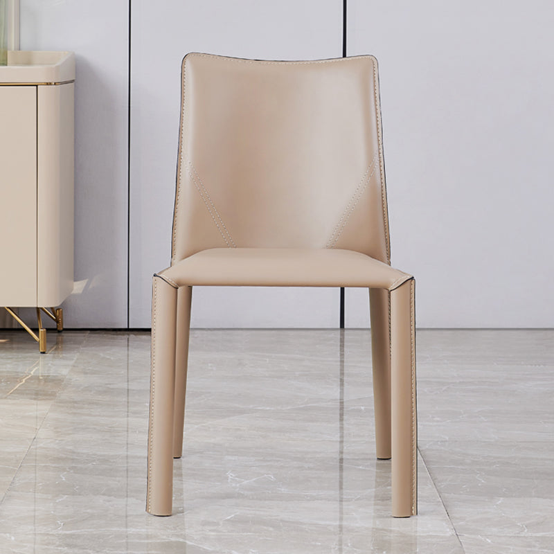 Modern Low Back Dining Chairs Faux Leather Armless Side Chair