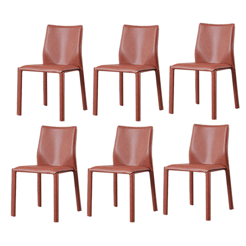 Modern Low Back Dining Chairs Faux Leather Armless Side Chair