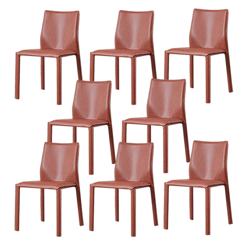 Modern Low Back Dining Chairs Faux Leather Armless Side Chair
