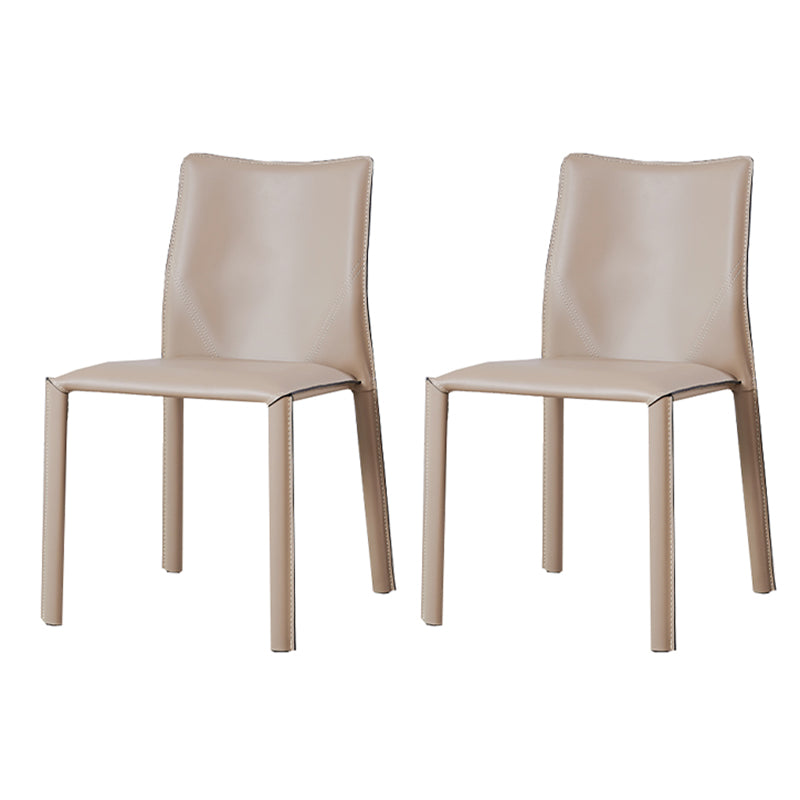 Modern Low Back Dining Chairs Faux Leather Armless Side Chair