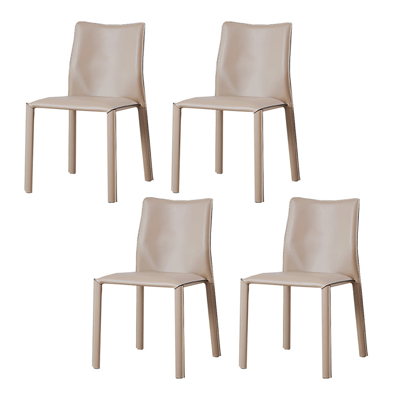 Modern Low Back Dining Chairs Faux Leather Armless Side Chair