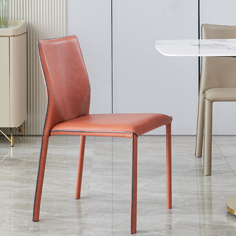 Modern Low Back Dining Chairs Faux Leather Armless Side Chair