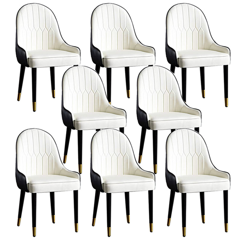 Contemporary Faux Leather Dining Chairs Parsons Armless Dining Chairs