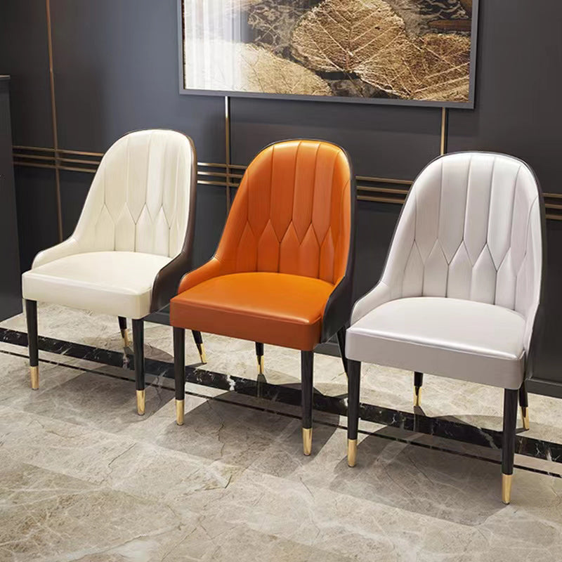 Contemporary Faux Leather Dining Chairs Parsons Armless Dining Chairs