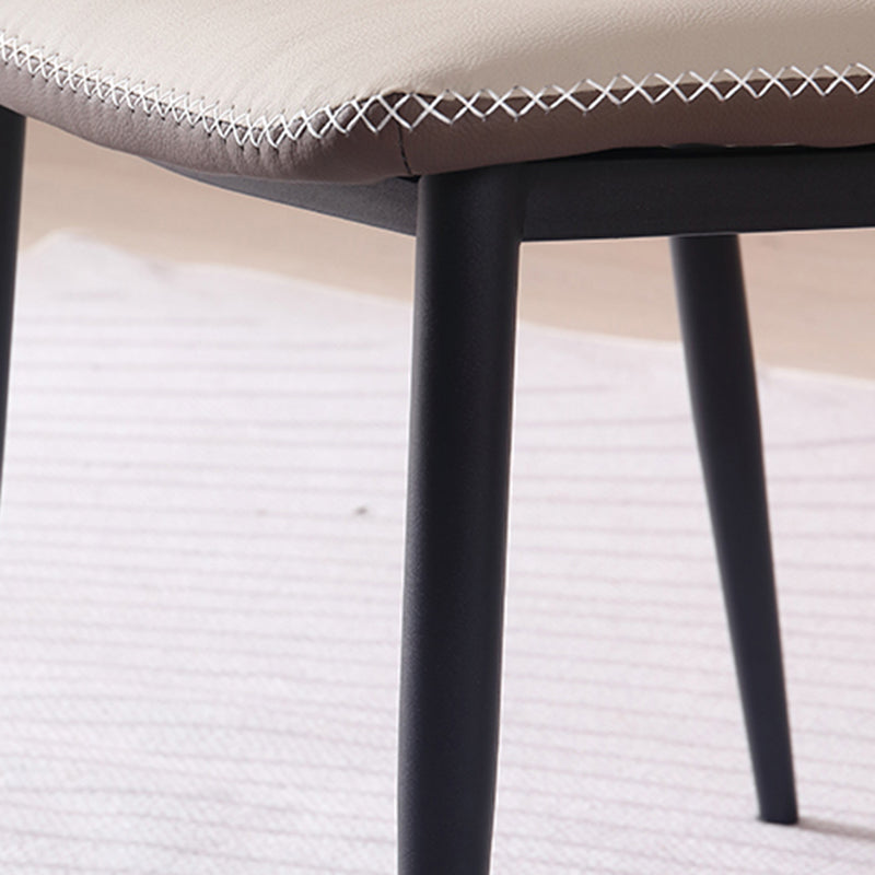 Contemporary Armless Dining Chairs Faux Leather Wingback Side Chair