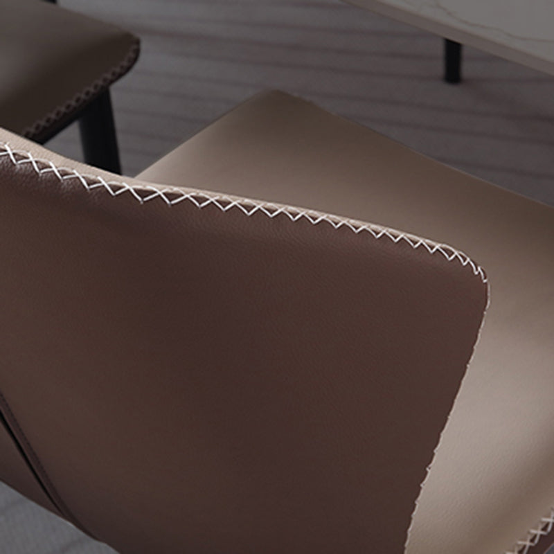 Contemporary Armless Dining Chairs Faux Leather Wingback Side Chair