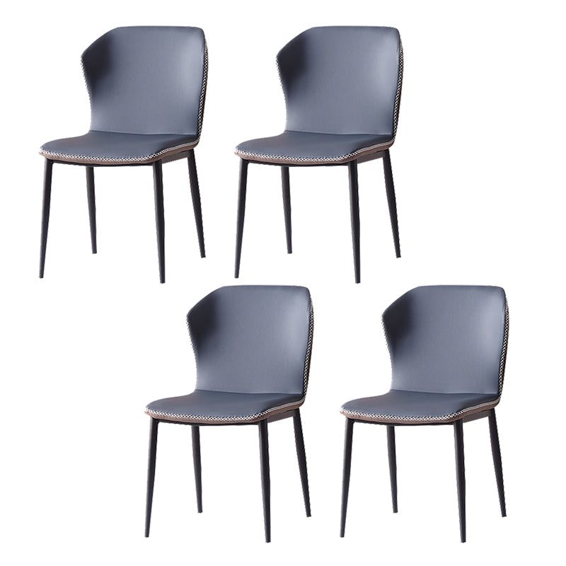 Contemporary Armless Dining Chairs Faux Leather Wingback Side Chair