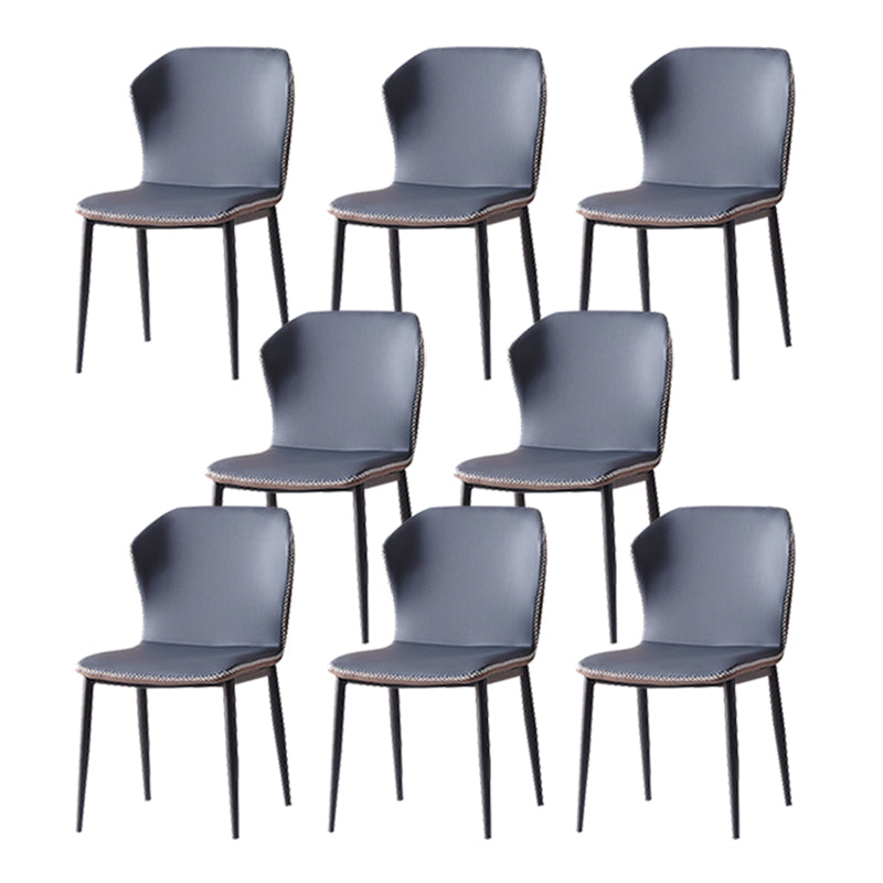 Contemporary Armless Dining Chairs Faux Leather Wingback Side Chair