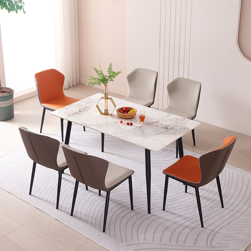 Contemporary Armless Dining Chairs Faux Leather Wingback Side Chair