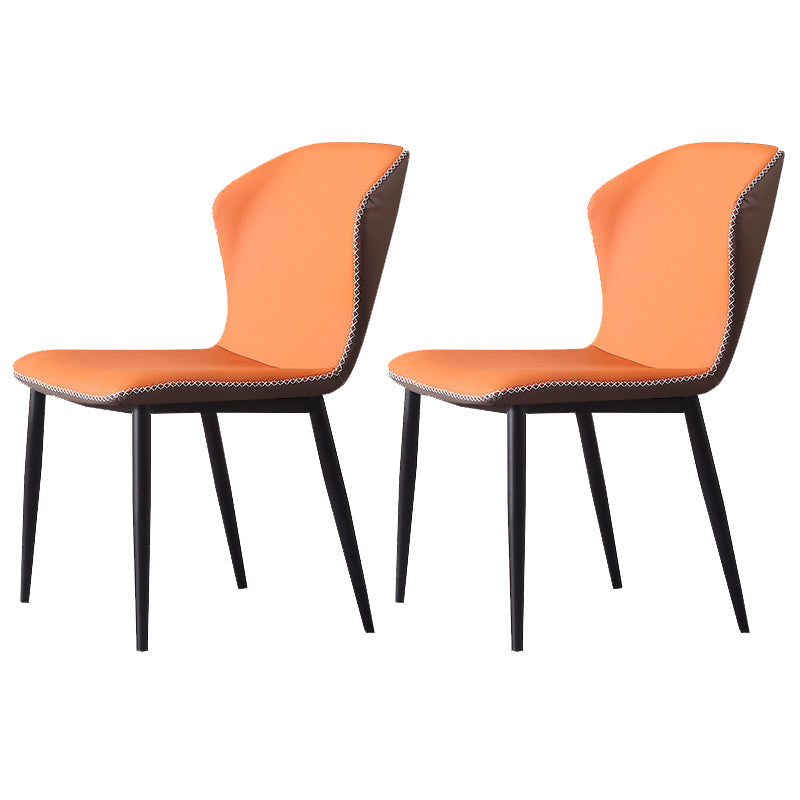 Contemporary Armless Dining Chairs Faux Leather Wingback Side Chair