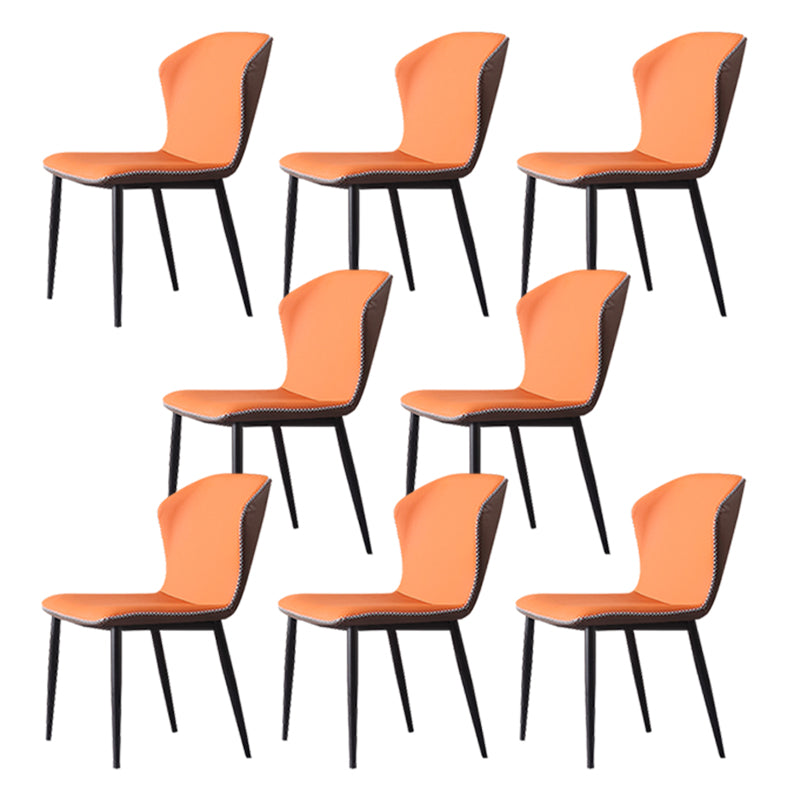 Contemporary Armless Dining Chairs Faux Leather Wingback Side Chair