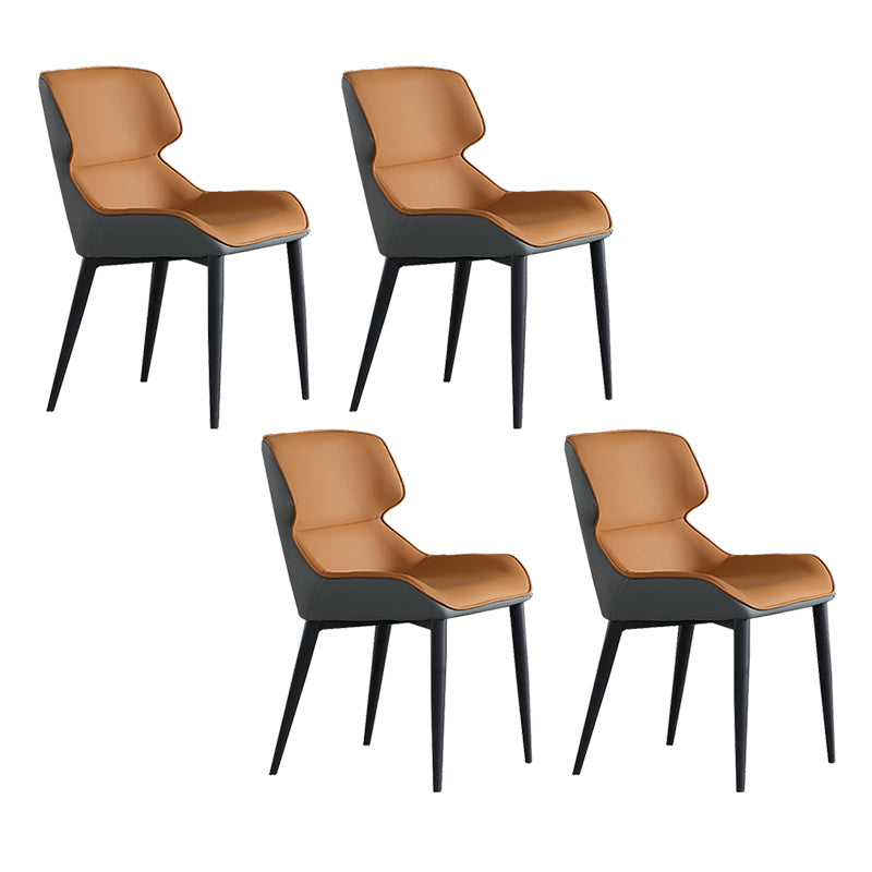 Contemporary Dining Chairs Faux Leather Armless Dining Chairs for Home