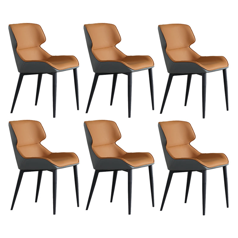 Contemporary Dining Chairs Faux Leather Armless Dining Chairs for Home