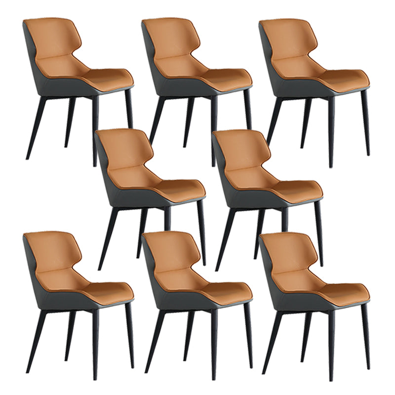 Contemporary Dining Chairs Faux Leather Armless Dining Chairs for Home
