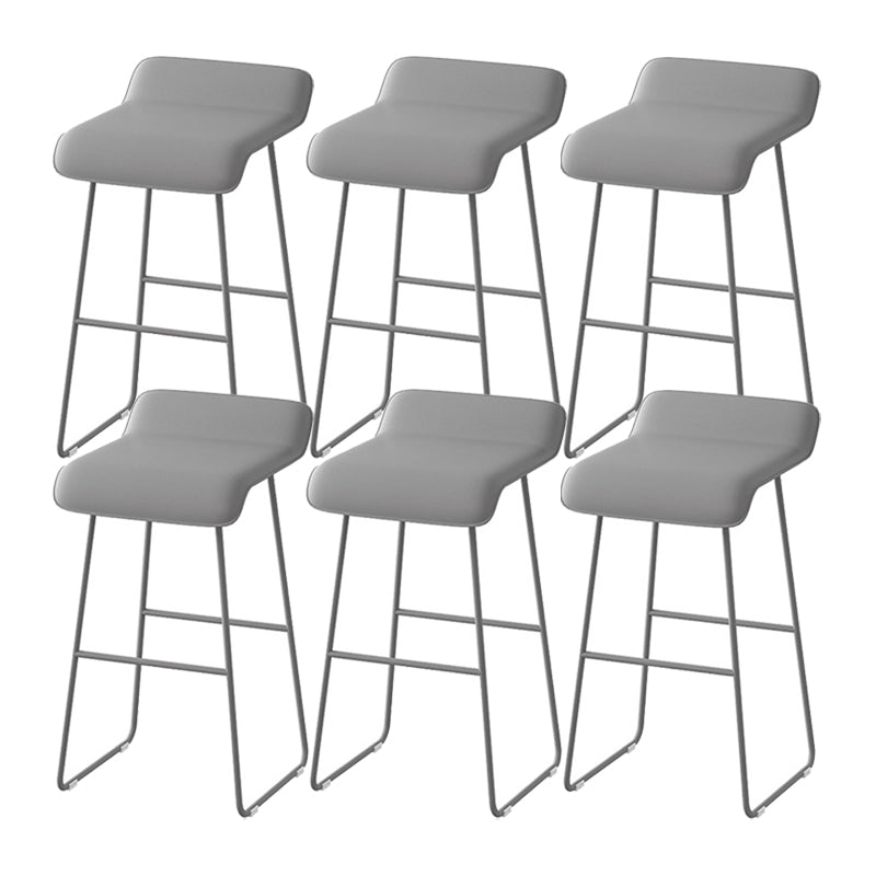 Scandinavian Metal Barstool Low Back Fabric Upholstered Counter Stool in Matte Finish