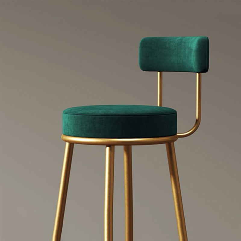 Glam Metal Barstool Low Back Fabric Upholstered Counter Stool in Matte Finish for Indoor