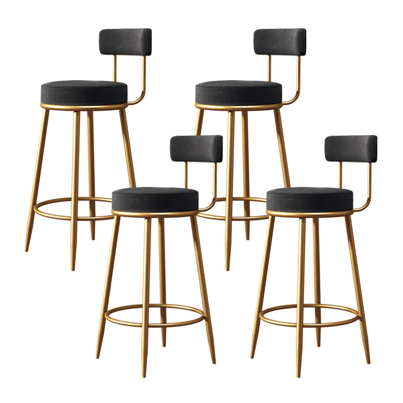 Glam Metal Barstool Low Back Fabric Upholstered Counter Stool in Matte Finish for Indoor