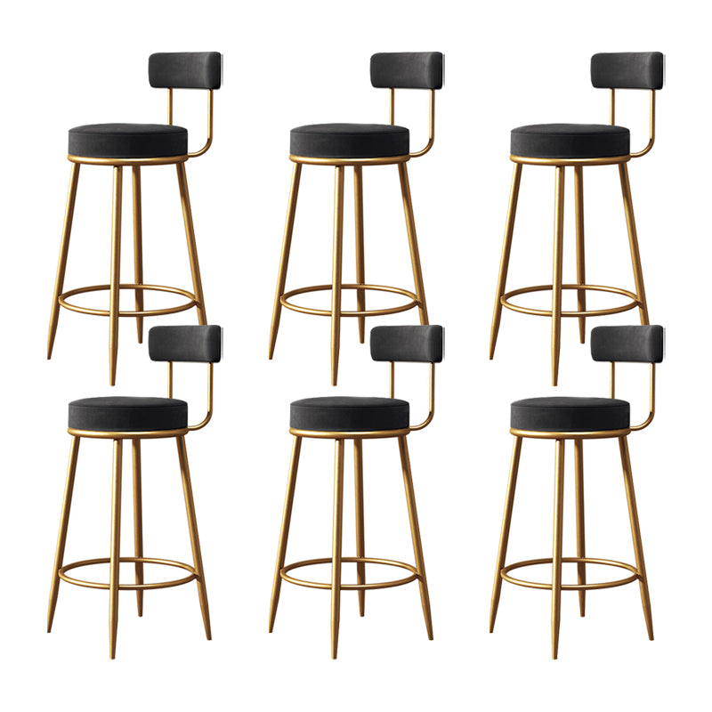 Glam Metal Barstool Low Back Fabric Upholstered Counter Stool in Matte Finish for Indoor
