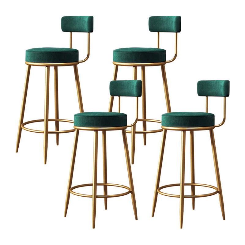 Glam Metal Barstool Low Back Fabric Upholstered Counter Stool in Matte Finish for Indoor