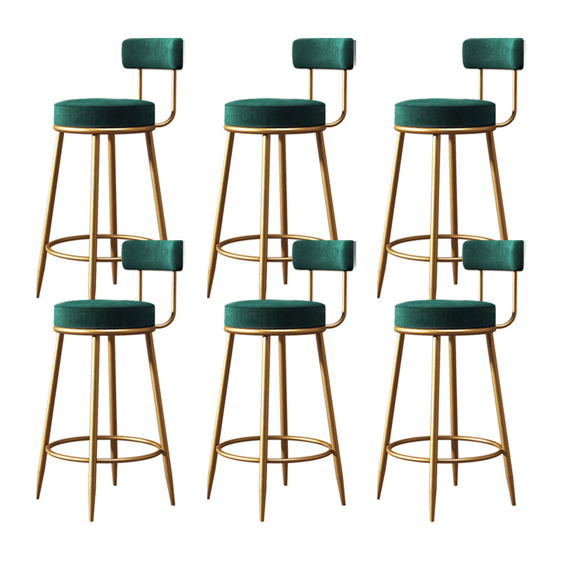 Glam Metal Barstool Low Back Fabric Upholstered Counter Stool in Matte Finish for Indoor