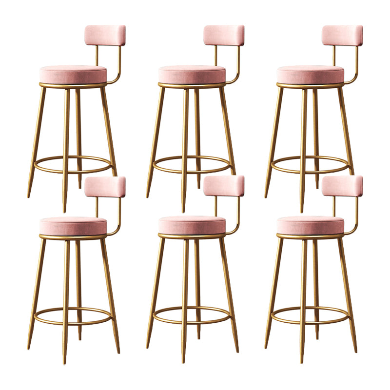 Glam Metal Barstool Low Back Fabric Upholstered Counter Stool in Matte Finish for Indoor