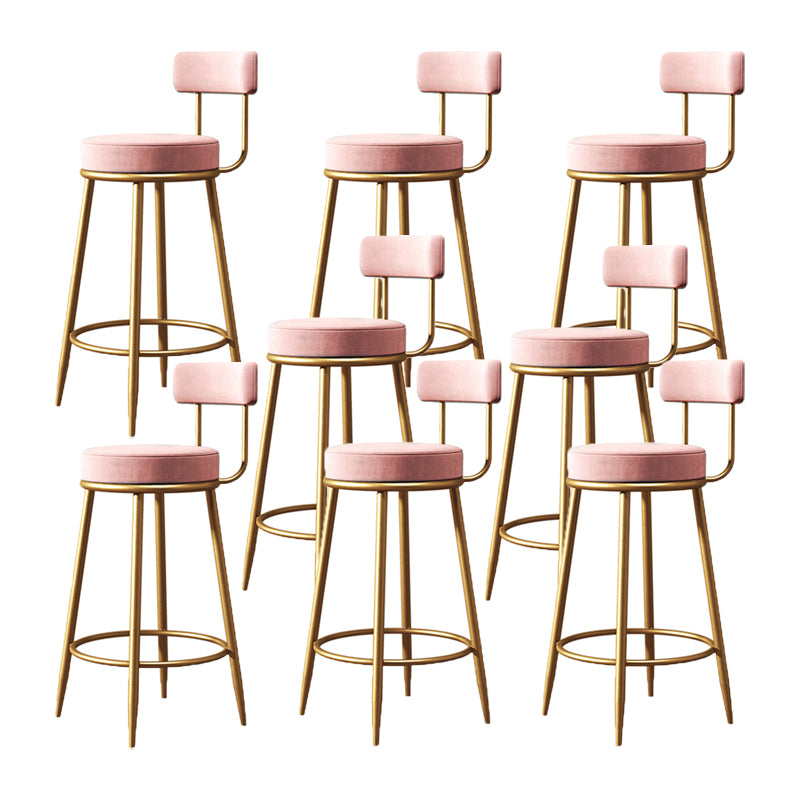 Glam Metal Barstool Low Back Fabric Upholstered Counter Stool in Matte Finish for Indoor