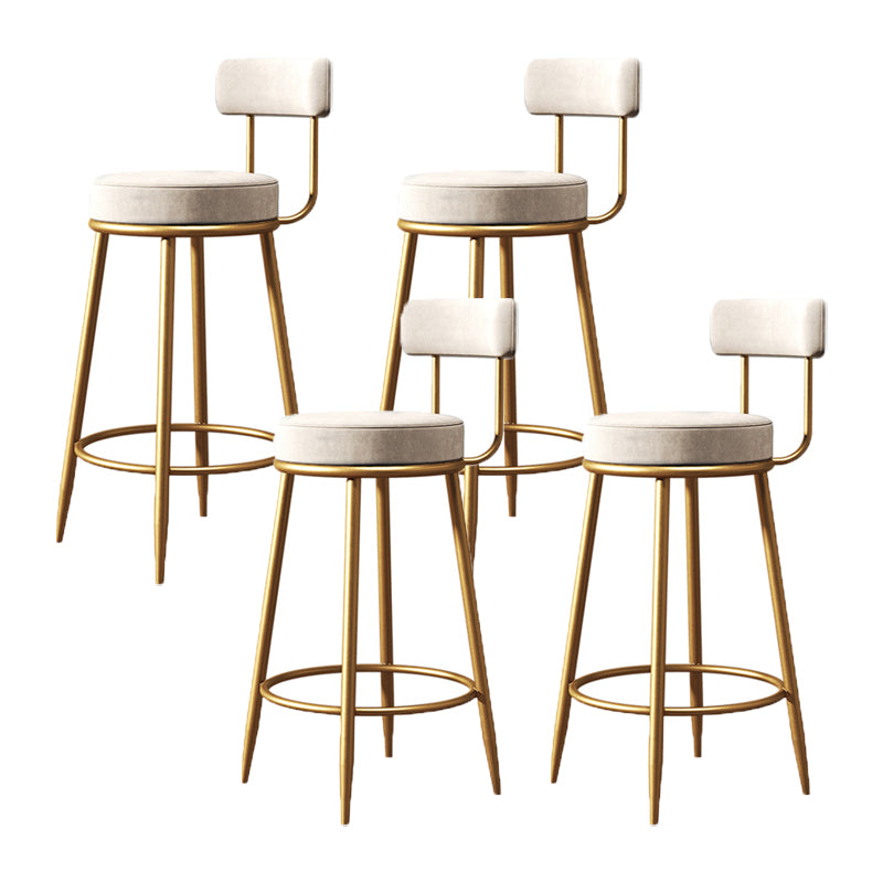 Glam Metal Barstool Low Back Fabric Upholstered Counter Stool in Matte Finish for Indoor