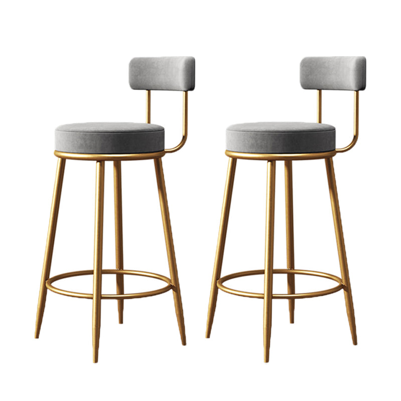 Glam Metal Barstool Low Back Fabric Upholstered Counter Stool in Matte Finish for Indoor
