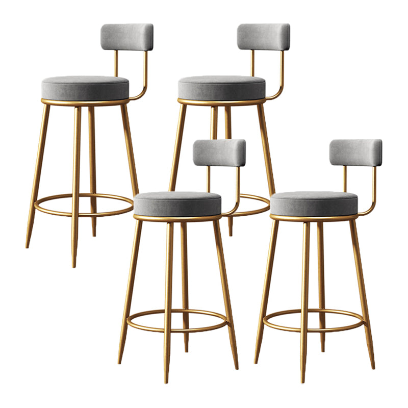 Glam Metal Barstool Low Back Fabric Upholstered Counter Stool in Matte Finish for Indoor