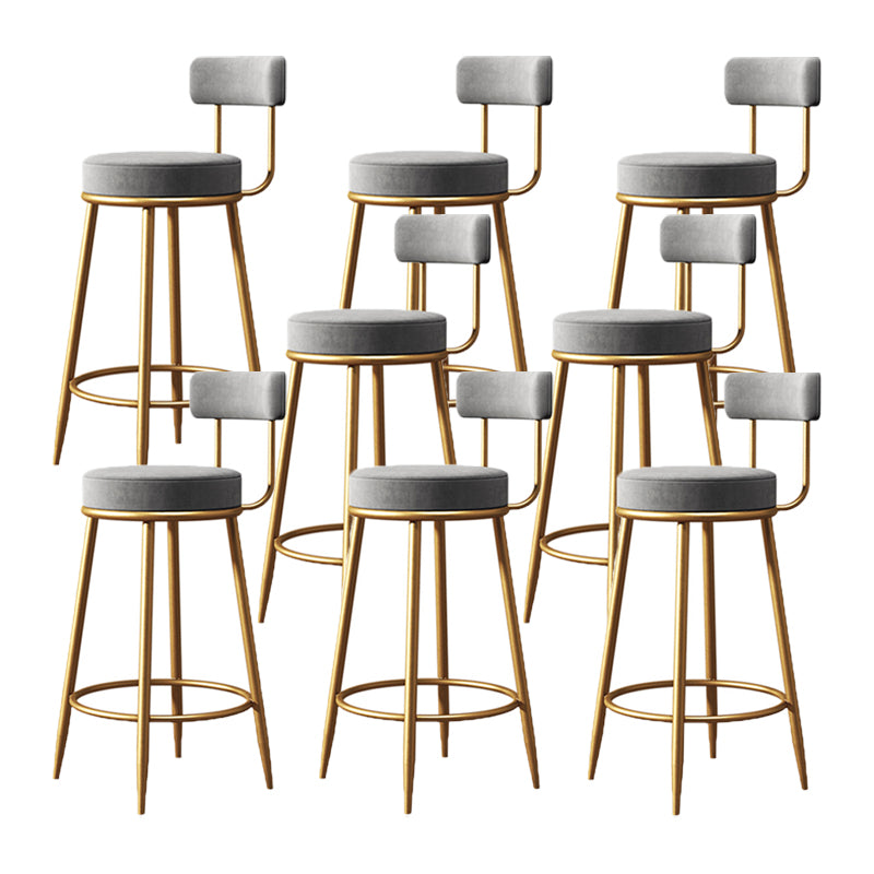 Glam Metal Barstool Low Back Fabric Upholstered Counter Stool in Matte Finish for Indoor