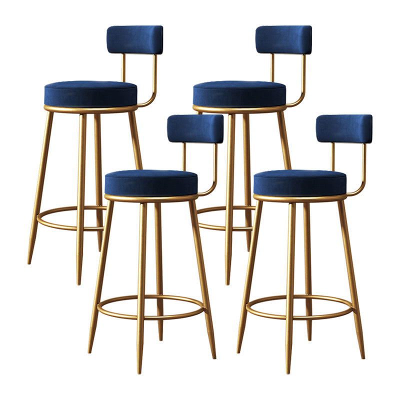 Glam Metal Barstool Low Back Fabric Upholstered Counter Stool in Matte Finish for Indoor