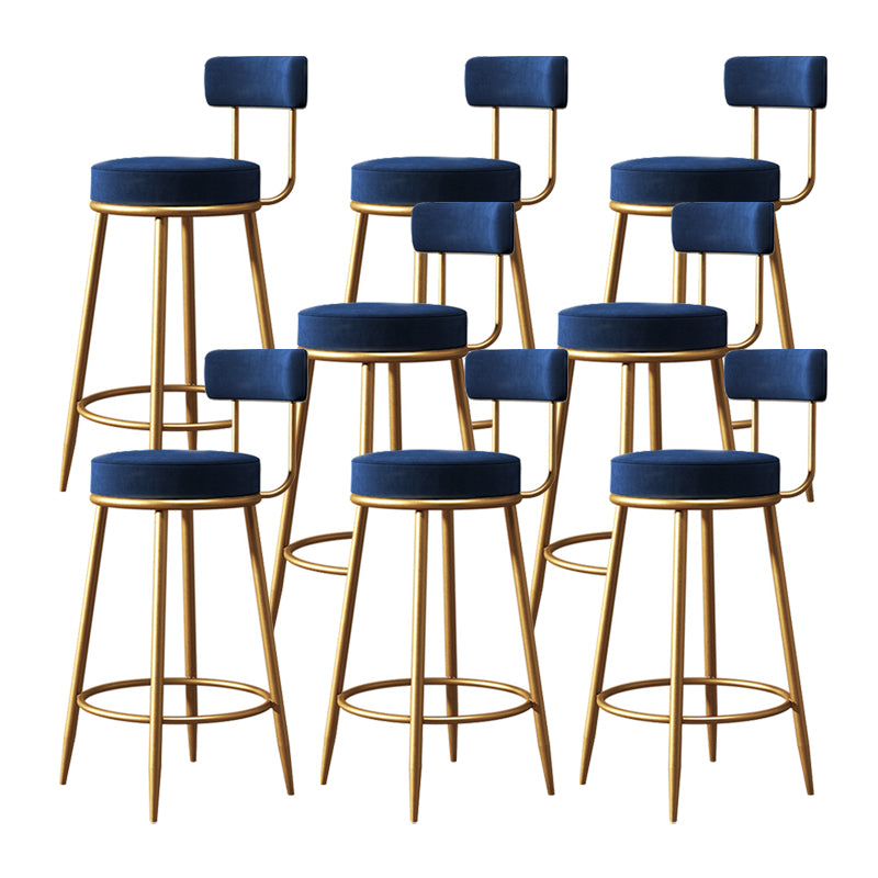 Glam Metal Barstool Low Back Fabric Upholstered Counter Stool in Matte Finish for Indoor