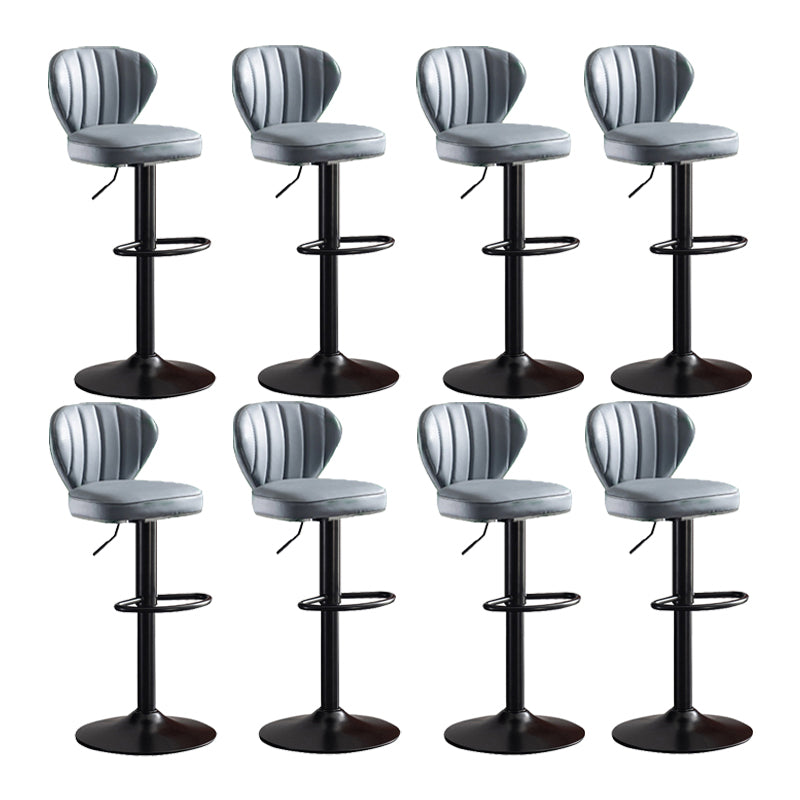 Scandinavian Metal Barstool Fabric Cushion Upholstered Counter Stool with Black Base