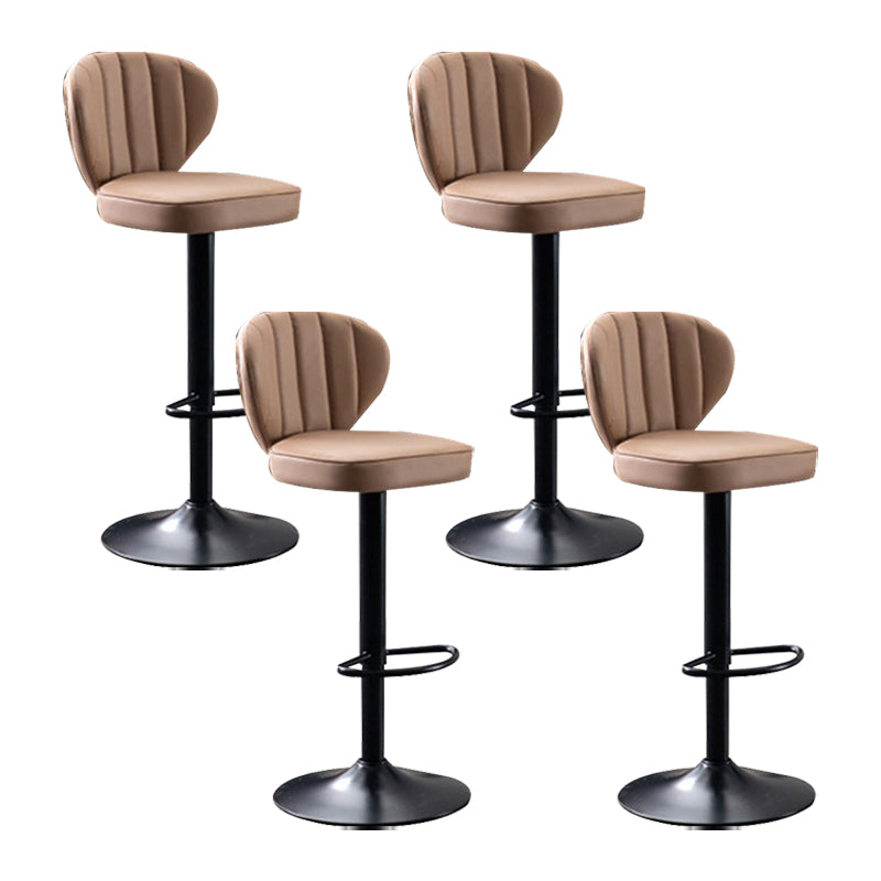 Scandinavian Metal Barstool Fabric Cushion Upholstered Counter Stool with Black Base