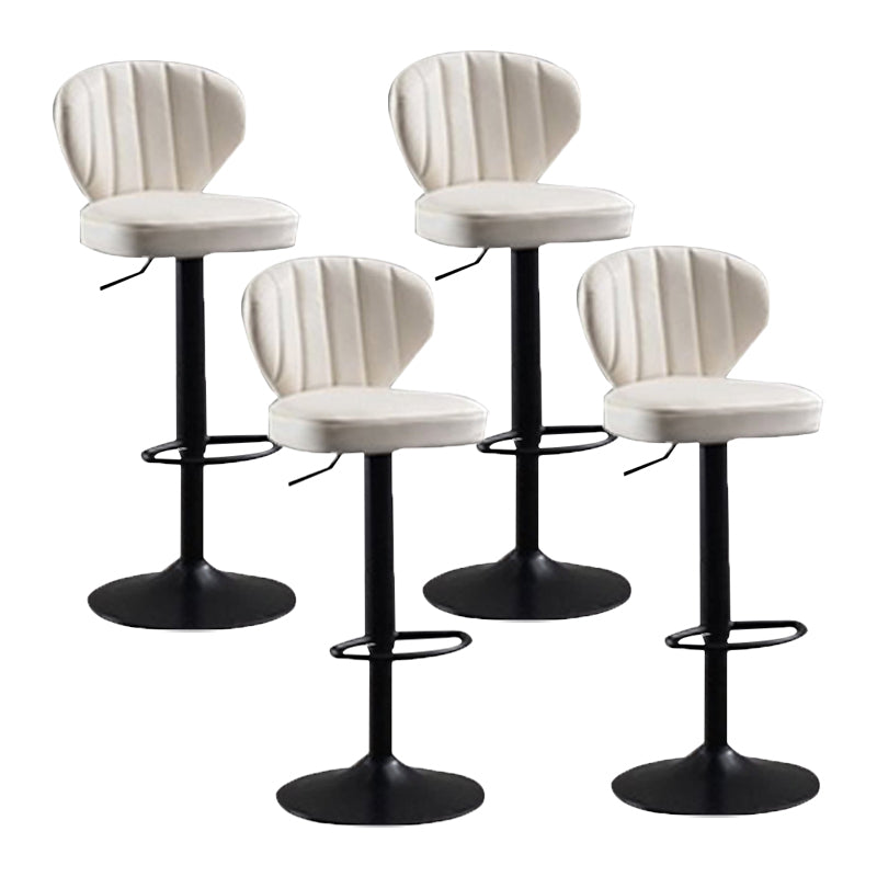 Scandinavian Metal Barstool Fabric Cushion Upholstered Counter Stool with Black Base