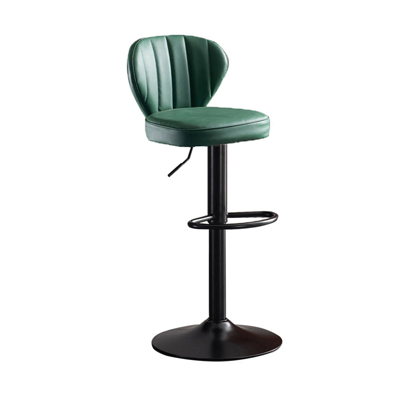 Scandinavian Metal Barstool Fabric Cushion Upholstered Counter Stool with Black Base