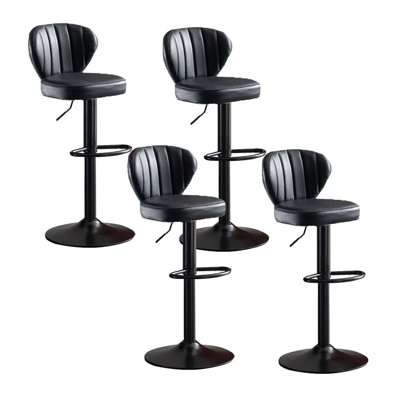 Scandinavian Metal Barstool Fabric Cushion Upholstered Counter Stool with Black Base