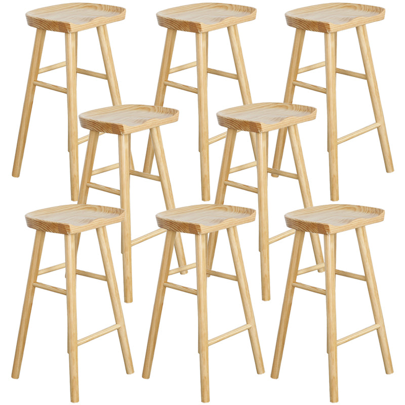 Contemporary Wood Stool Wood Rectangle Seat Counter Stool in Matte Finish