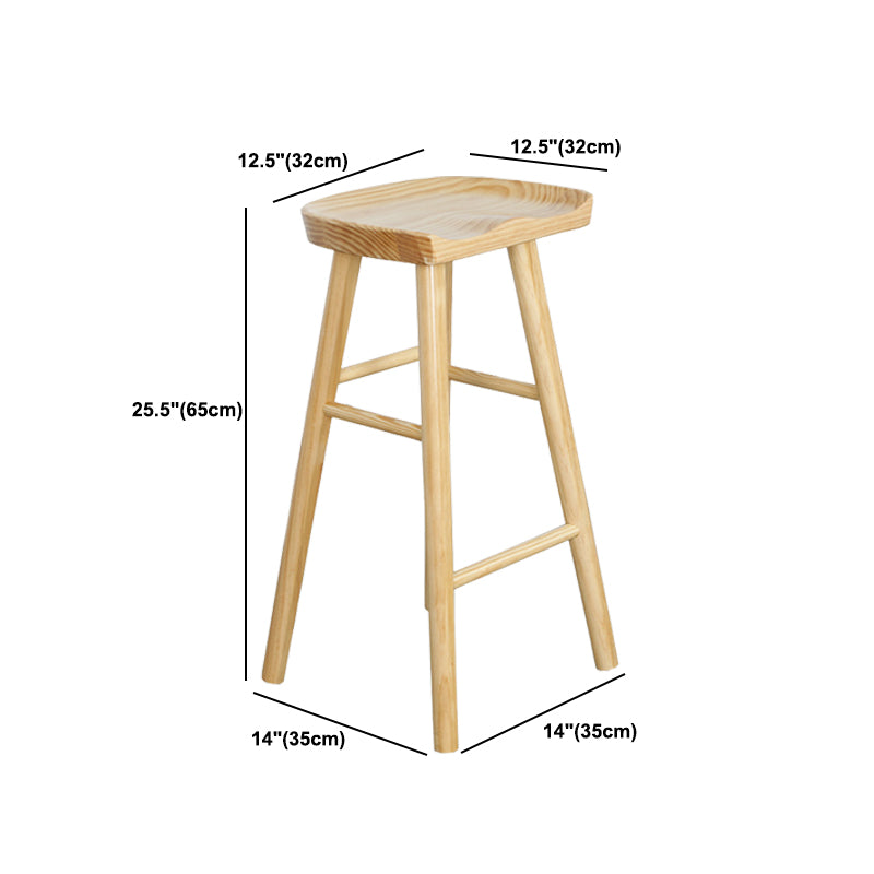 Contemporary Wood Stool Wood Rectangle Seat Counter Stool in Matte Finish