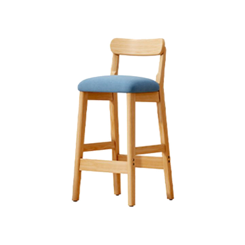 Scandinavian Wood Stool Fabric Upholstered Seat Counter Stool in Matte Finish