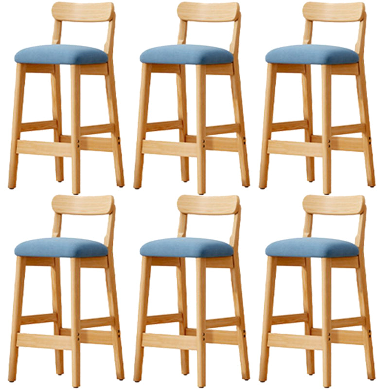 Scandinavian Wood Stool Fabric Upholstered Seat Counter Stool in Matte Finish