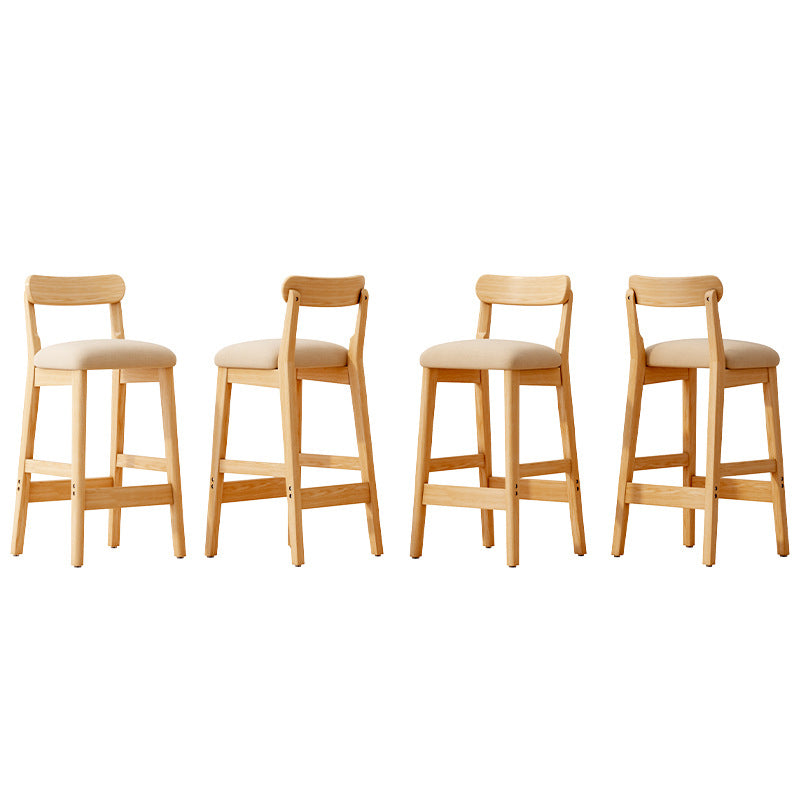 Scandinavian Wood Stool Fabric Upholstered Seat Counter Stool in Matte Finish