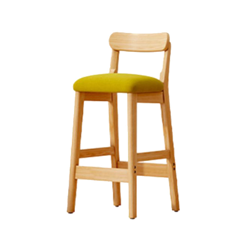 Scandinavian Wood Stool Fabric Upholstered Seat Counter Stool in Matte Finish