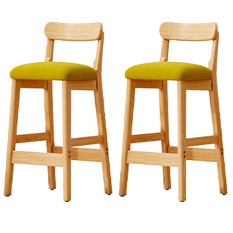 Scandinavian Wood Stool Fabric Upholstered Seat Counter Stool in Matte Finish