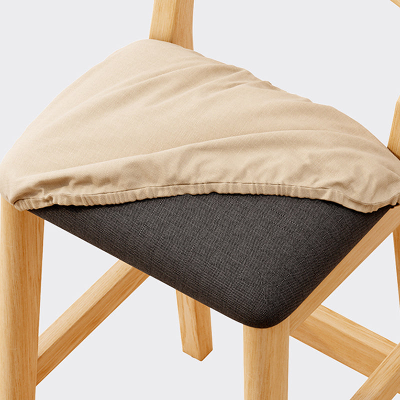 Scandinavian Wood Stool Fabric Upholstered Seat Counter Stool in Matte Finish